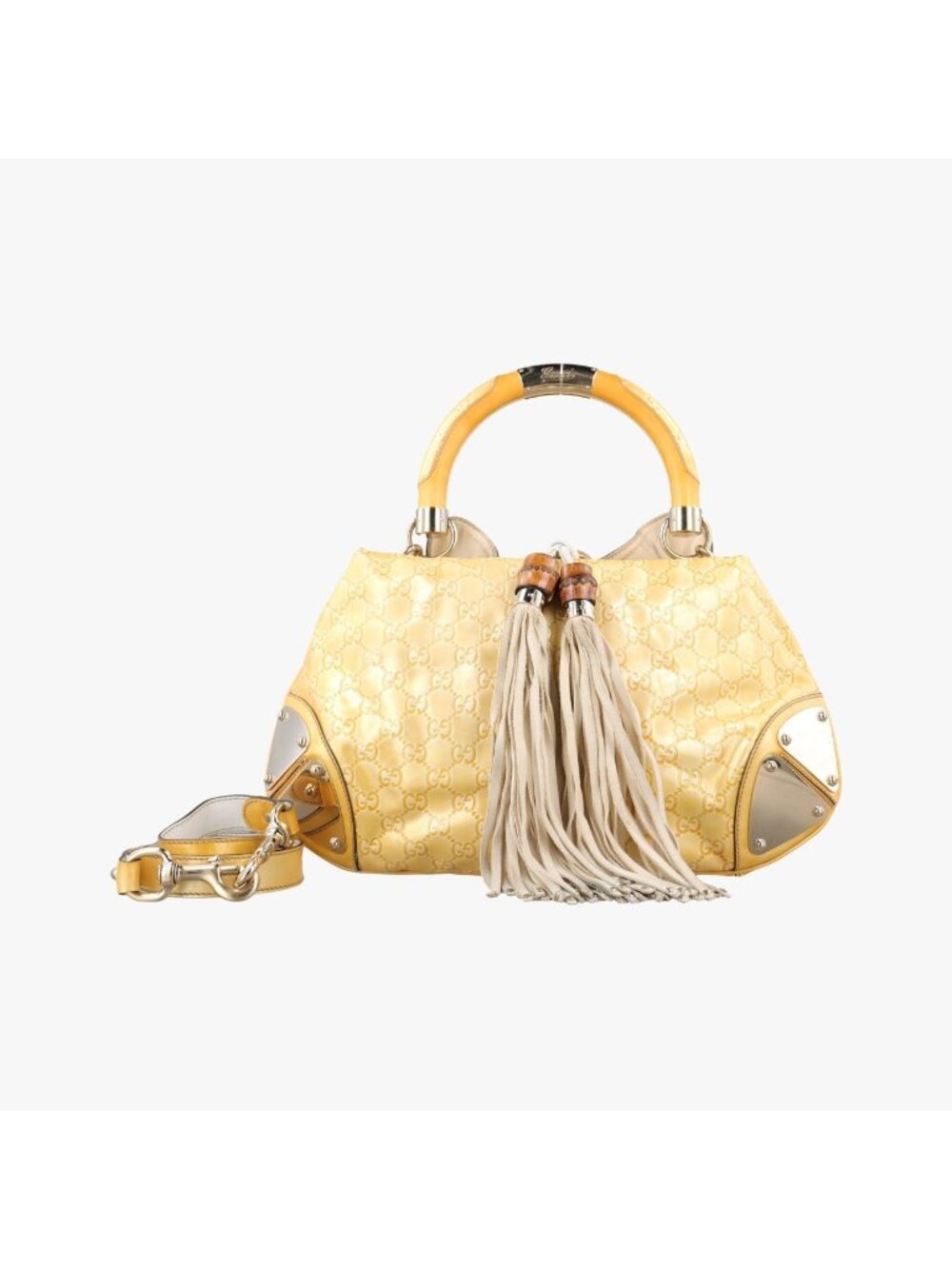 Gucci Bamboo Babooska Indy Hobo Gold Leather